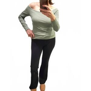 NEW BOBI off the shoulder long sleeve top in juniper